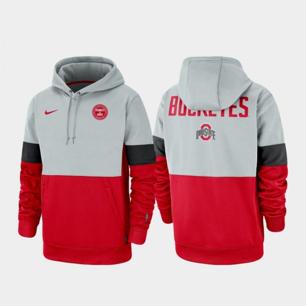 Ohio State Buckeyes Men's Gray Scarlet Rivalry Therma Performance Pullover College Football Hoodie 2404HOYJ3